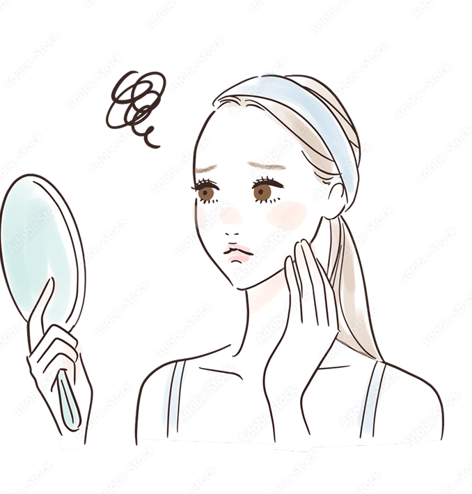 鏡を見る女性